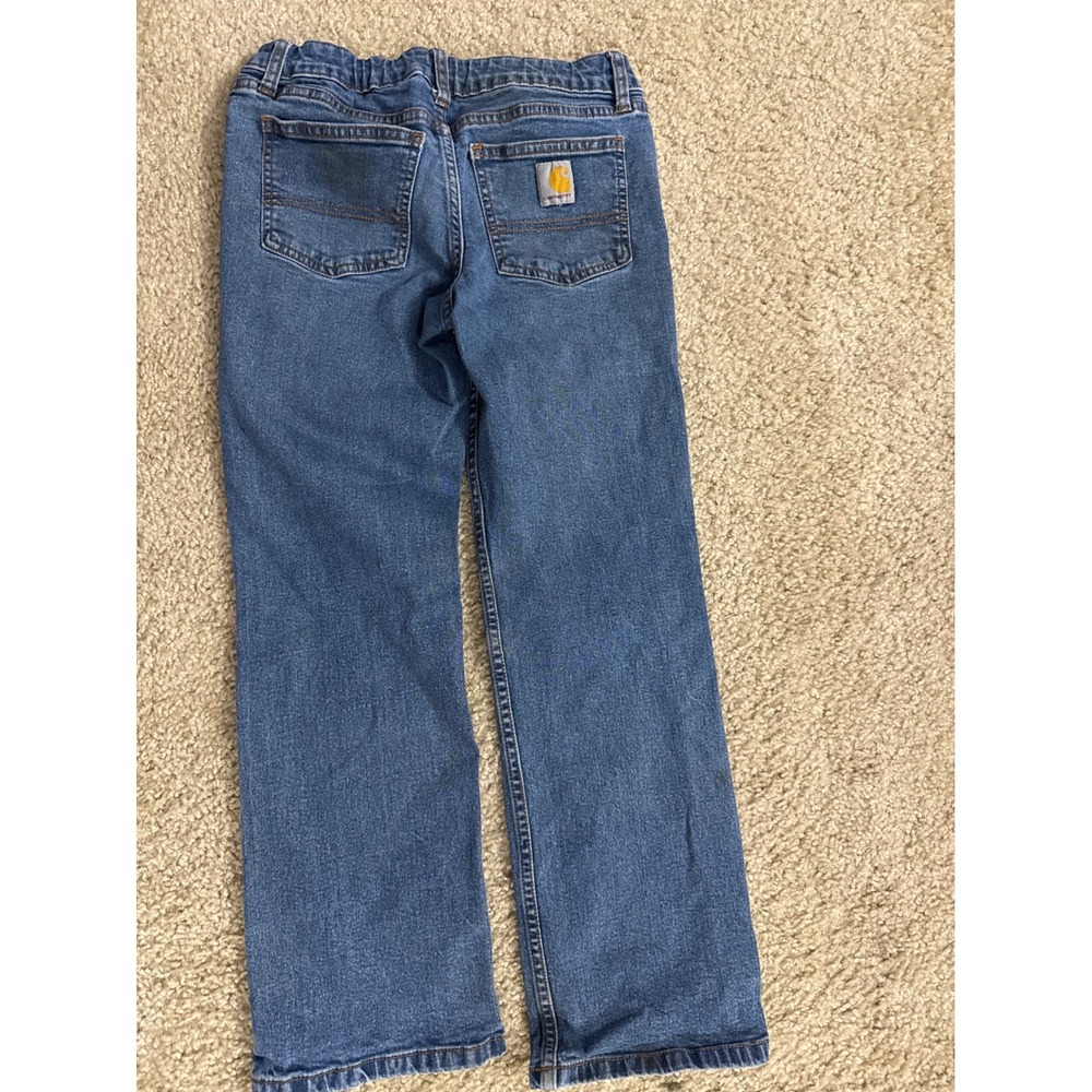 Carhartt Kids Size 10 Straight Leg Jeans Medium Wash Adjustable Waist - Picture 2 of 5